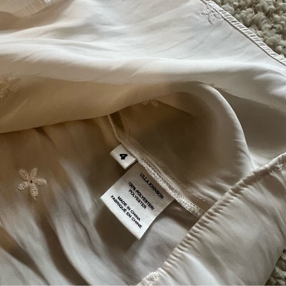 Ulla Johnson Irene Pearl White Drawstring Neck Blouse - Picture 9 of 12